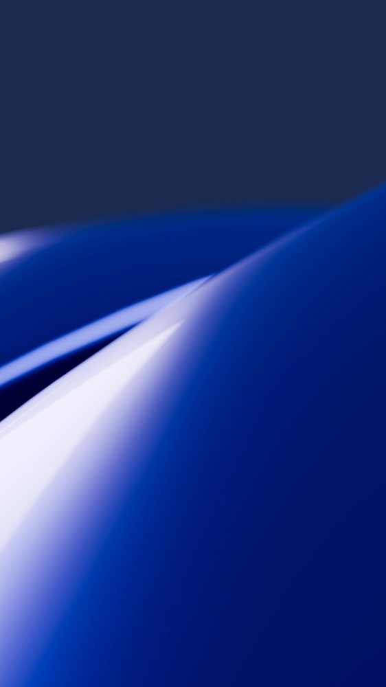 Digital illustration of smooth blue abstract curved shapes with shiny surfaces and gradient effects.