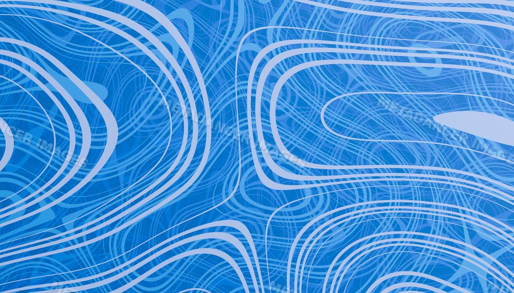 Digital abstract design with layered curving blue lines and flowing