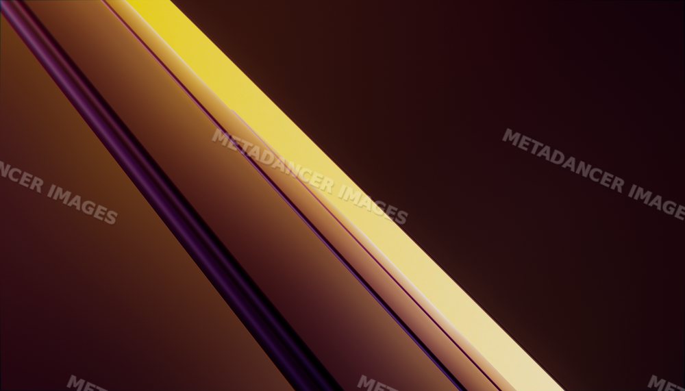 Abstract diagonal golden lines on a dark reflective surface