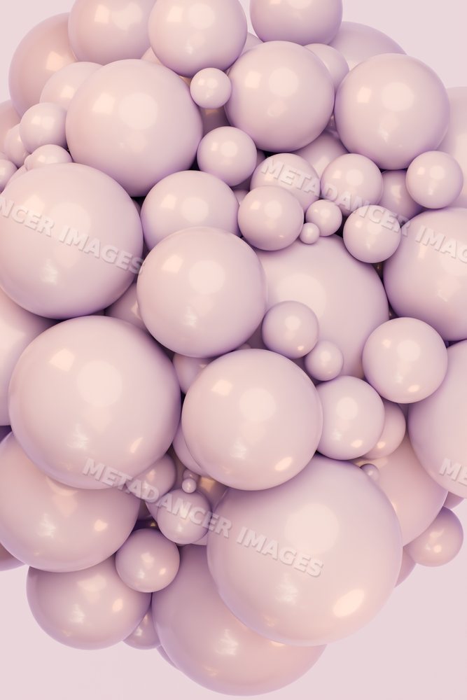 3d render of a cluster of smooth pink spheres in abstract composition