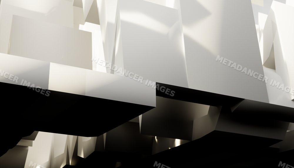 Abstract geometric 3d shapes with contrasting black and white shadows