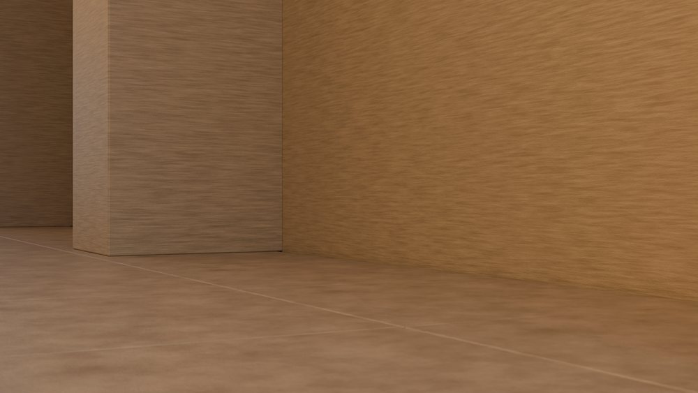 Empty modern interior room with brown walls and tiled floor viewed at the corner.