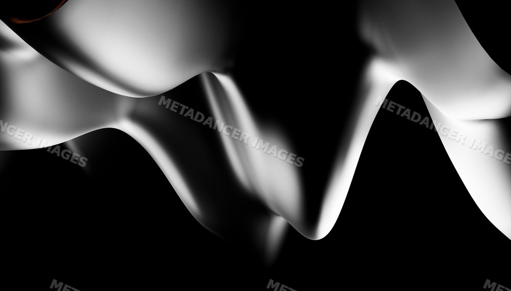 Abstract black and white flowing curves create a minimalist elegant