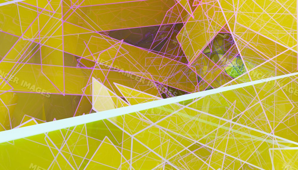 Abstract digital illustration of colorful geometric shapes and lines