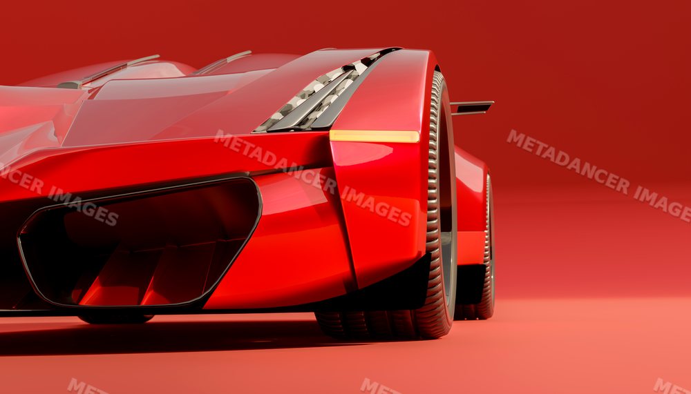 Close-up of a red sports car front highlighting sleek design