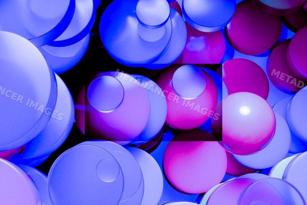 Colorful abstract digital rendering with overlapping purple and blue