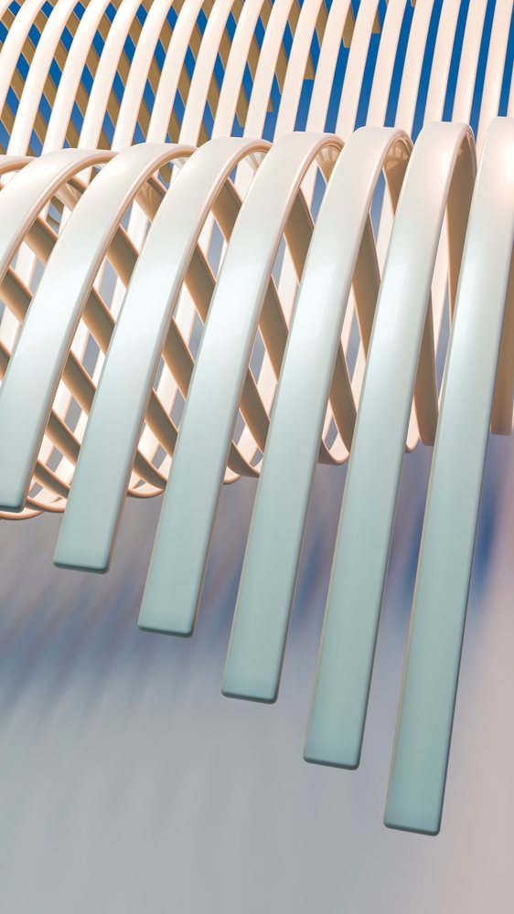 Abstract white ribbons twisting and spiraling with a soft pastel background in a 3D digital illustration.