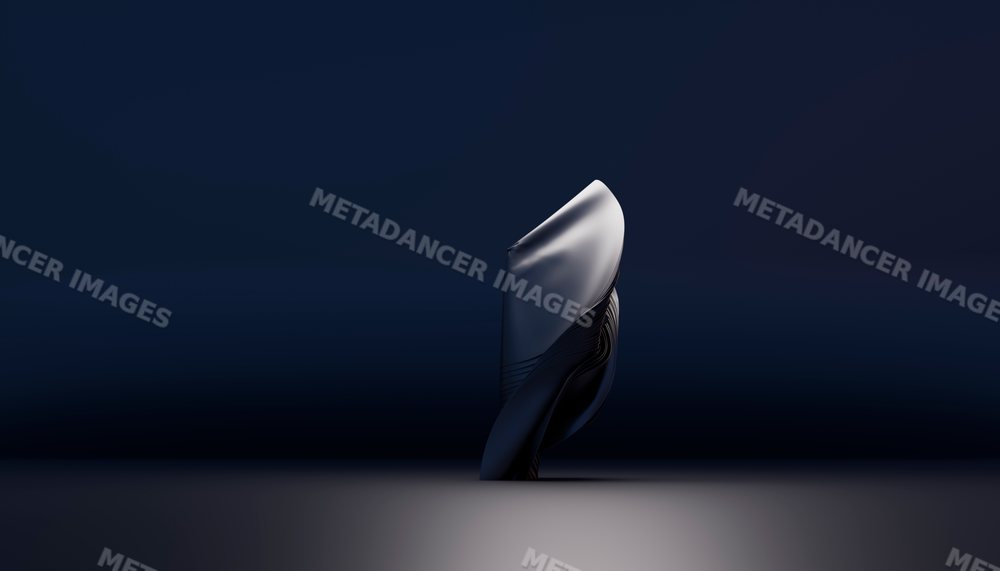 Digital rendering of an abstract twisted sculpture with a smooth