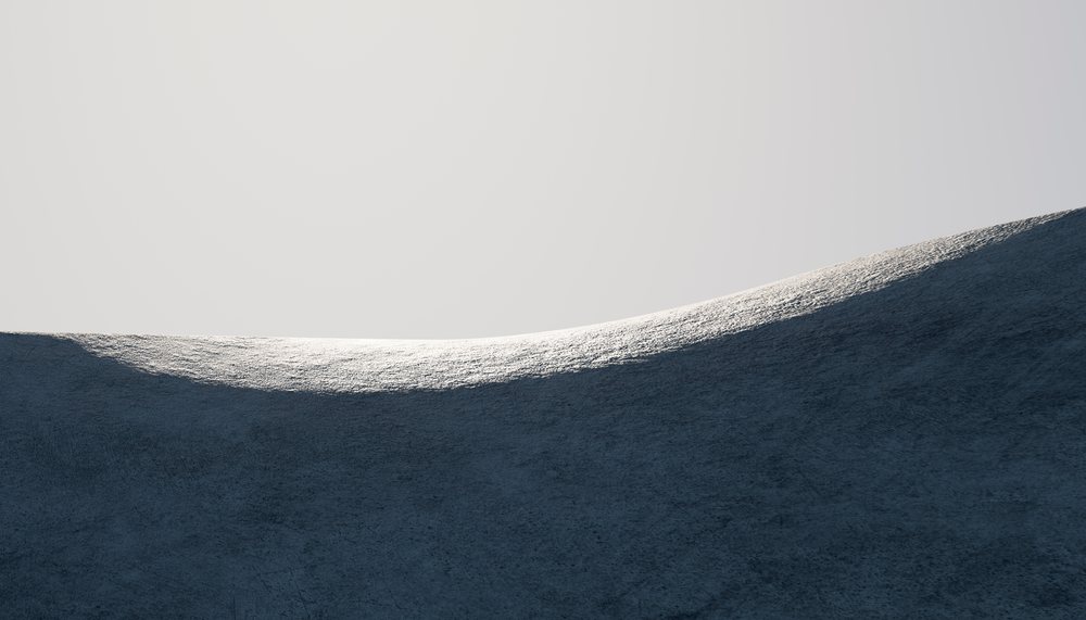 Smooth curved surface casting shadow with soft light and texture