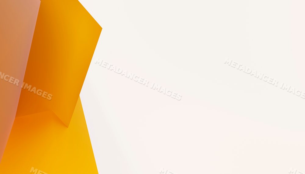Digital rendering of abstract orange geometric shapes on a white
