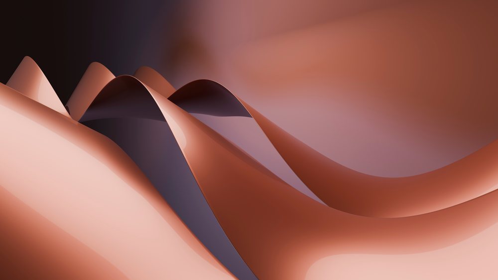 Abstract smooth flowing wave shapes with curved surfaces and gradient warm brown tones in modern digital art.