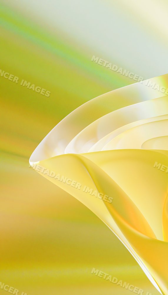 Close-up of translucent yellow abstract curved shapes with smooth