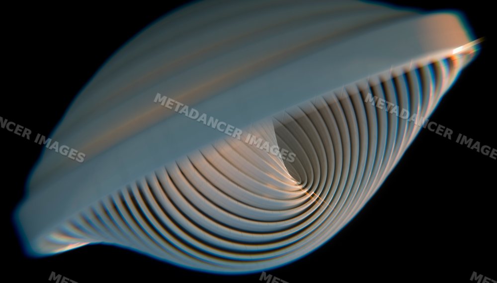 A white abstract spiral 3d rendering of a twisting curved structure