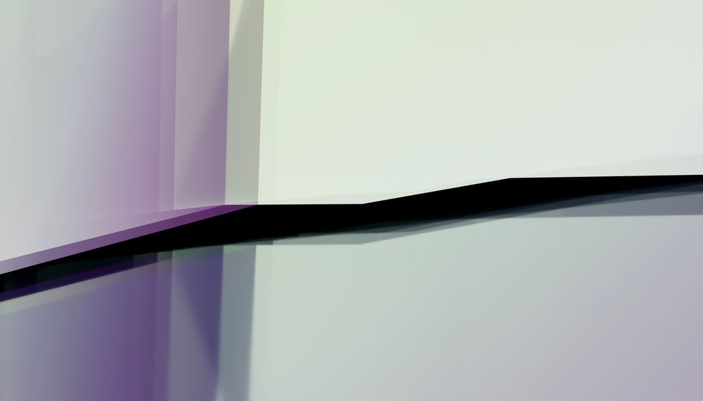 Abstract geometric shapes and shadows form a modern minimalist composition with purple and black tones.