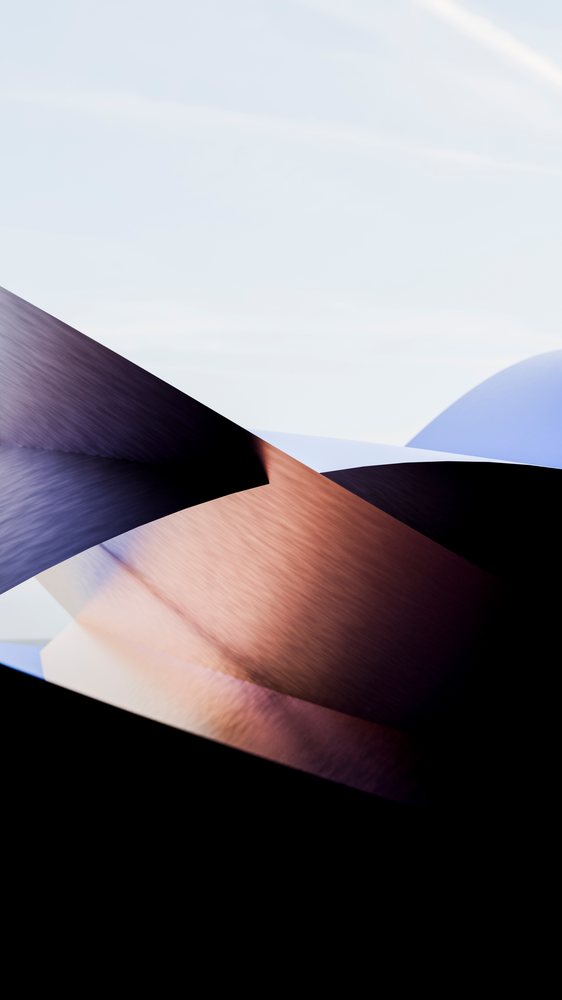 Abstract composition featuring smooth curved geometric shapes with soft lighting and color gradients.