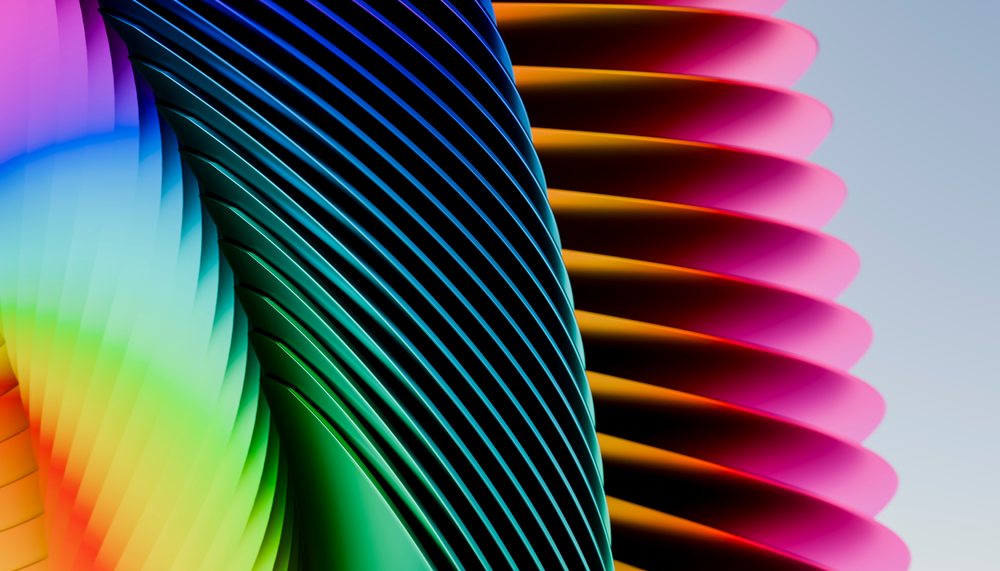 Colorful abstract design featuring vibrant curved lines and smooth gradient colors in a modern art style.