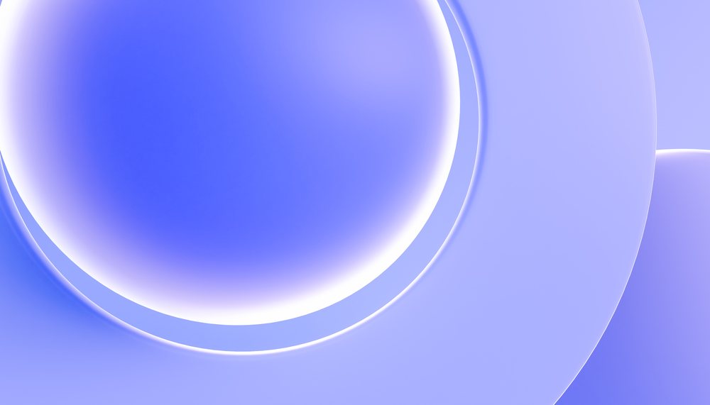 Abstract render background featuring smooth concentric blue circular shapes with gradient transitions.