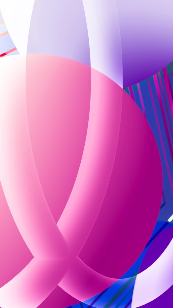 Abstract digital illustration with overlapping pink, purple, and blue curved shapes.