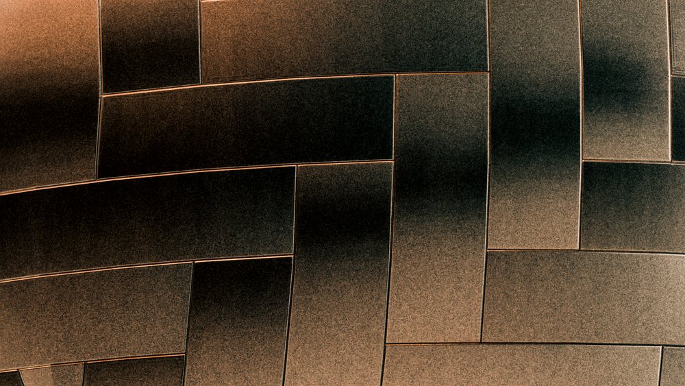 Abstract textured surface formed by intersecting rectangular strips in varying brown tones.
