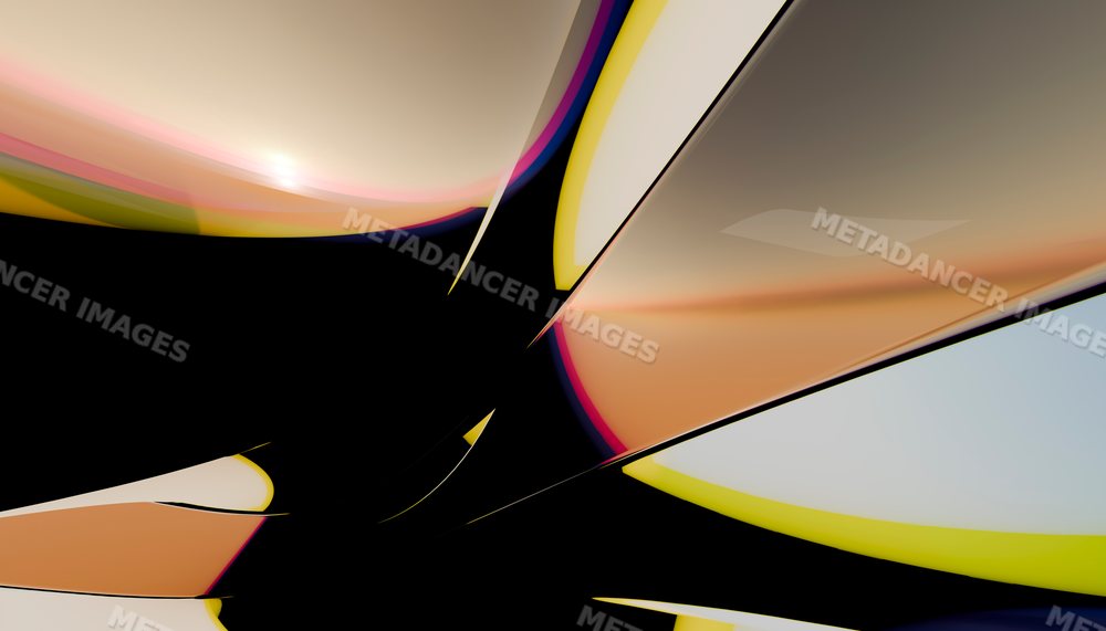 Abstract colorful digital shapes with smooth reflective surfaces