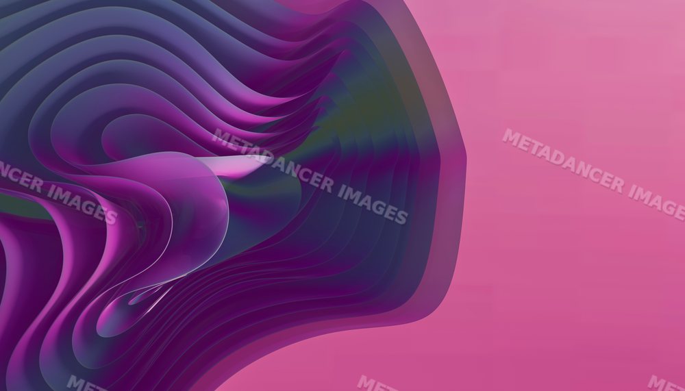 A 3d digital rendering of an abstract organic form with flowing purple