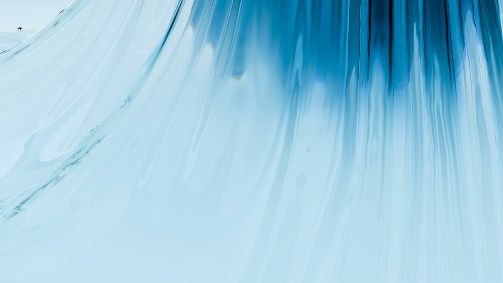 Translucent blue liquid flows smoothly with ripple reflections in an abstract design.