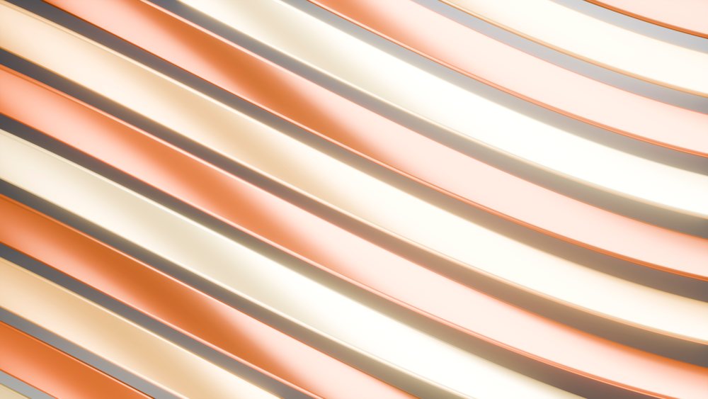 Abstract pattern of orange and cream wavy stripes creating a smooth textured background design.