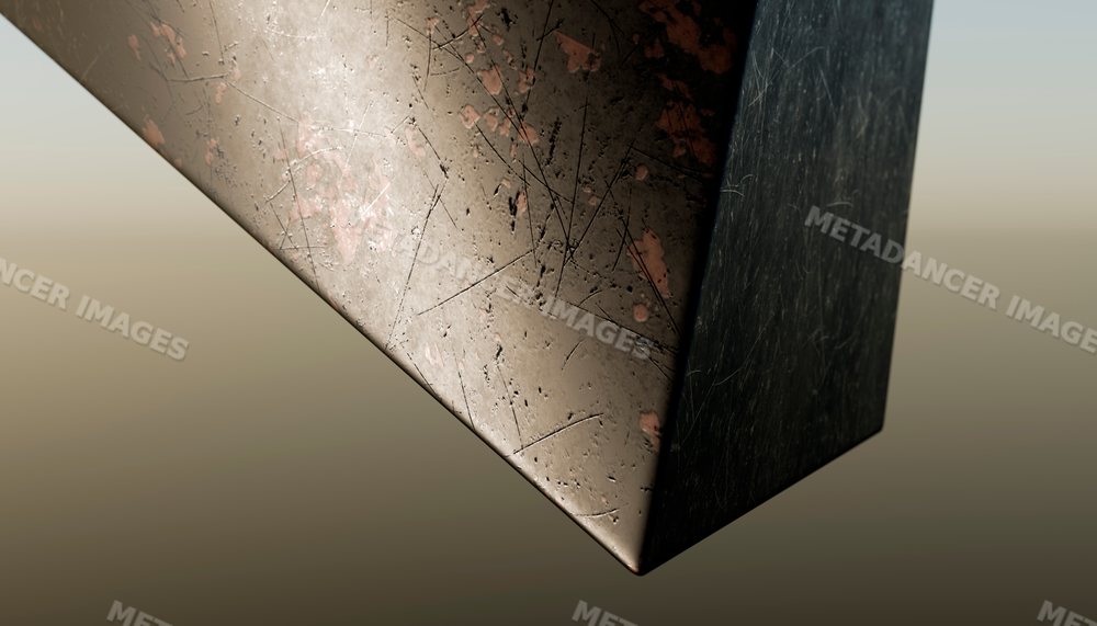Close-up of scratched and rusted metal surface with visible textures