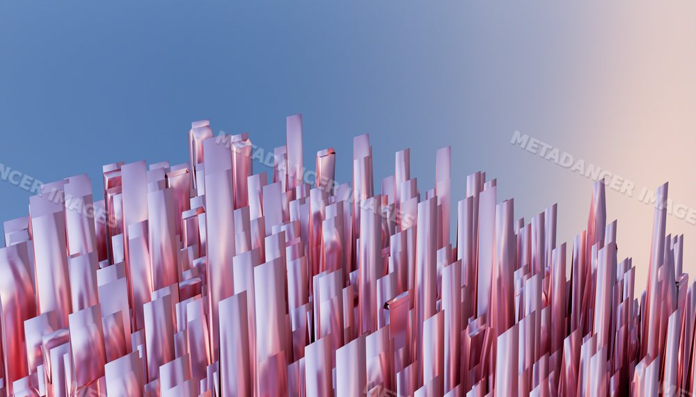 Abstract digital sculpture with vertical pastel columns and soft