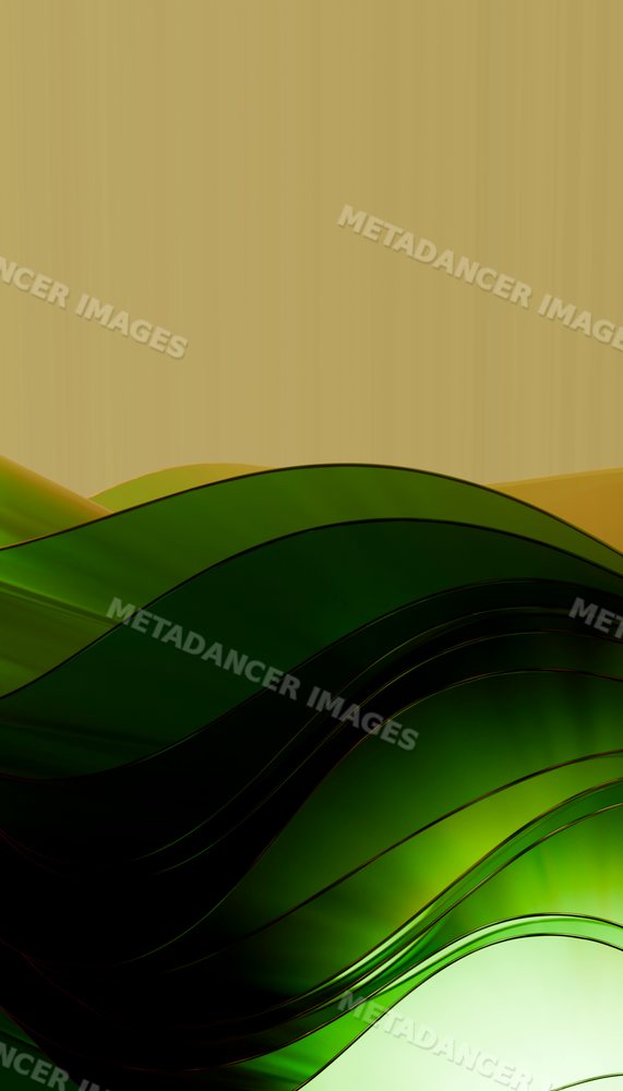 Abstract green waves forming smooth flowing shapes in a digital design