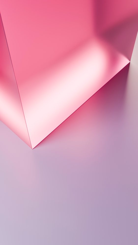 Abstract pink glossy corner panel with reflected light and smooth gradient background in a digital illustration.