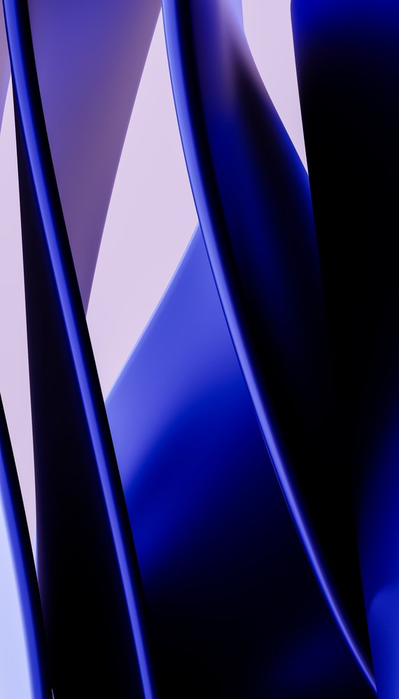 Abstract digital artwork featuring blue and purple flowing shapes with smooth curves and 3D rendered modern design elements, abstract render background.