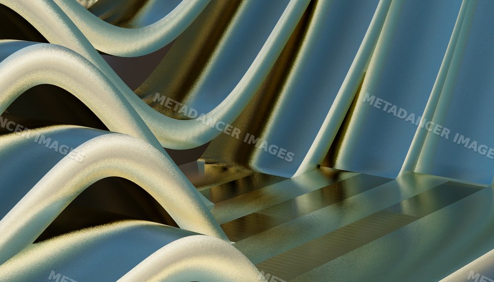 Close-up of blue silky fabric with smooth folded texture and draped
