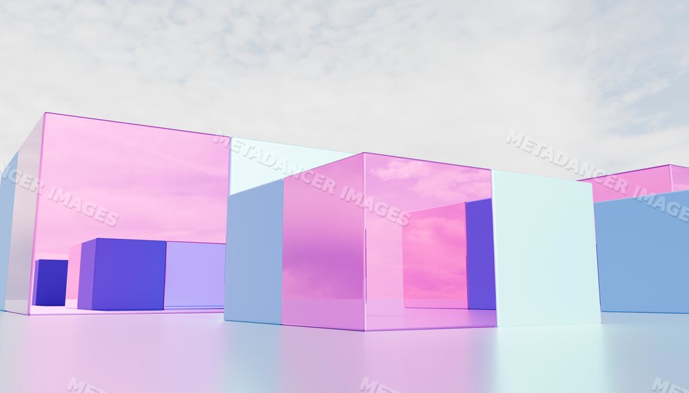 Colorful glass cubes create an abstract minimalist composition