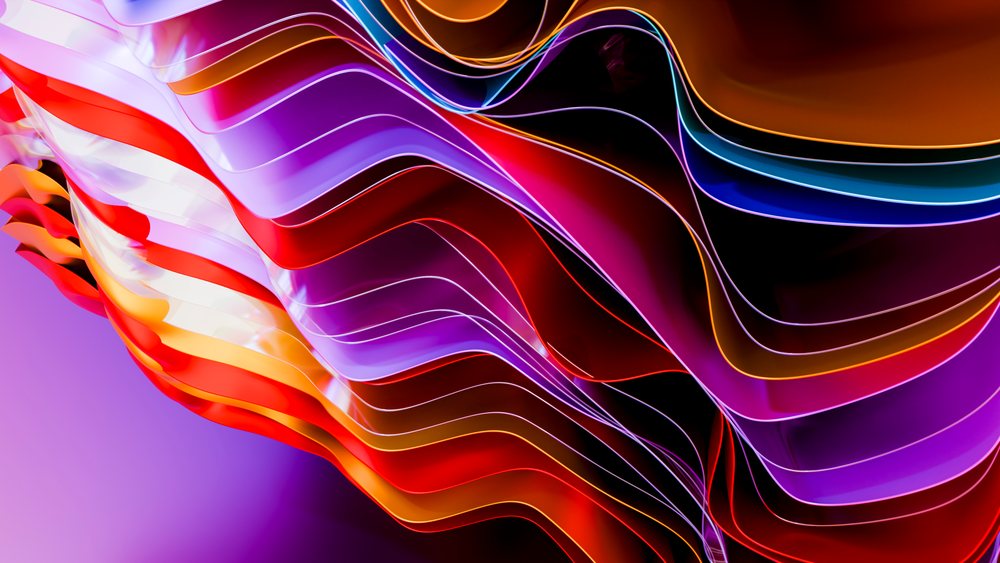 Colorful abstract digital art featuring flowing curved lines and vibrant layered waves.