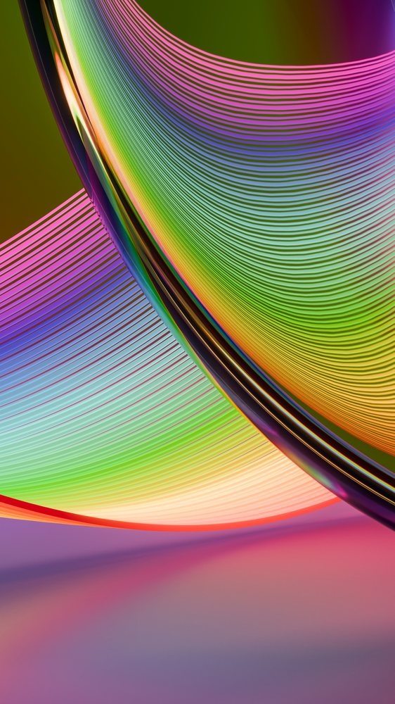 Abstract digital illustration depicting colorful curved lines in a smooth flowing gradient pattern.