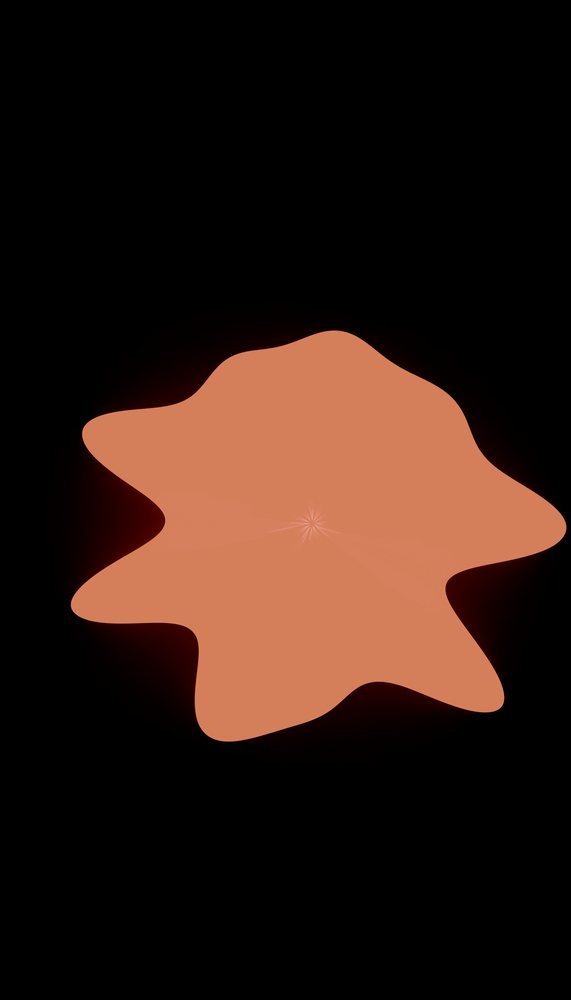 Abstract red-orange glowing shape with soft edges on a dark background in a studio setting.