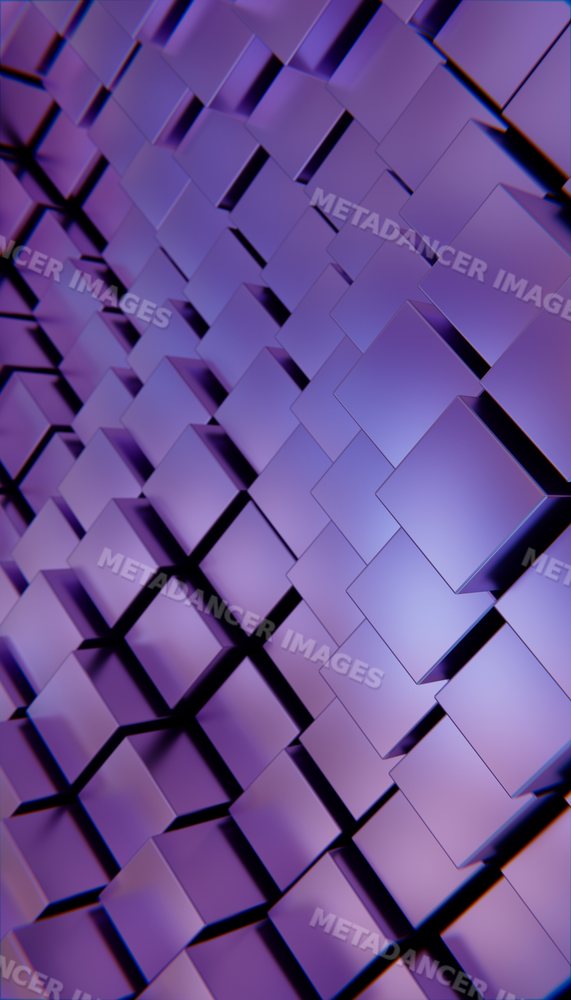 Abstract 3d purple cubes arranged in a geometric isometric pattern