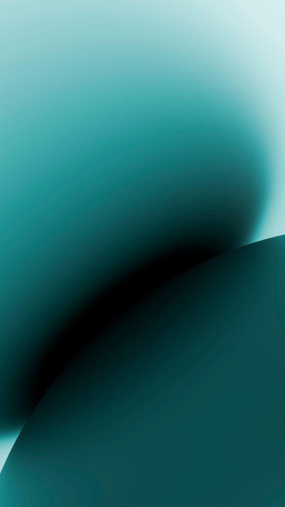 Abstract digital illustration featuring smooth curved shapes with a blue and teal gradient background and dark shadow gradients.