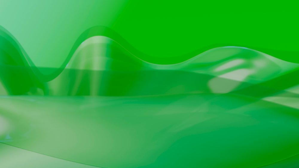 Green transparent abstract waves featuring smooth curves and fluid flowing shapes on a modern design background.