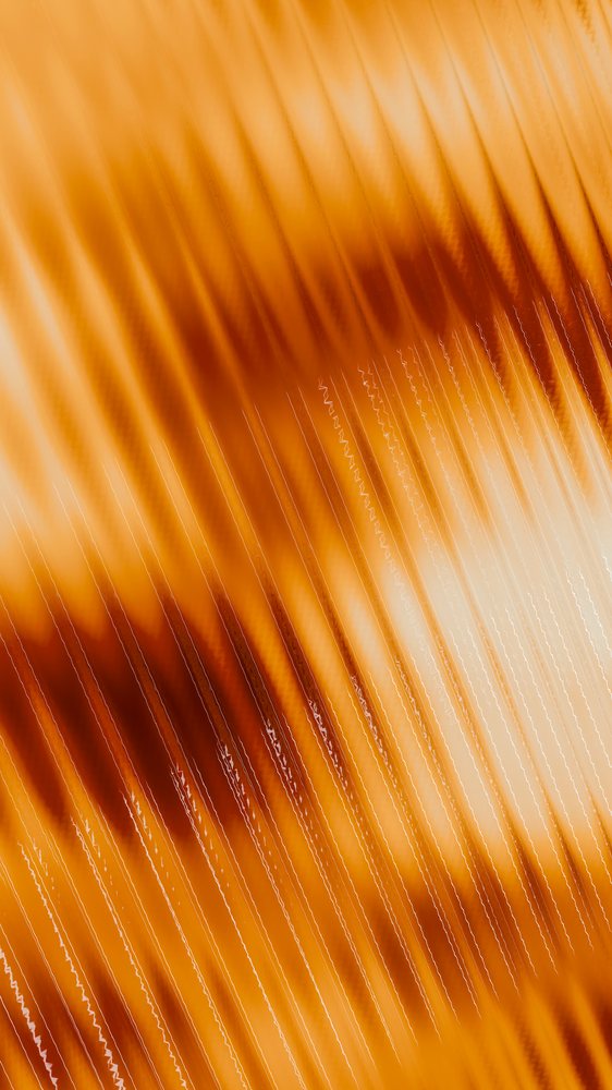 Glossy orange and brown diagonal striped abstract pattern with vibrant light reflections and smooth geometric texture.
