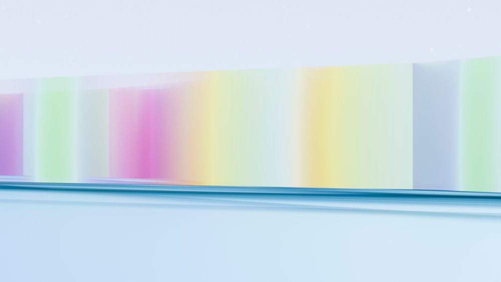 Blurred horizontal bands of soft pastel colors and blue lines creating an abstract minimalist background.