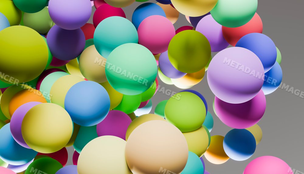 3d digital rendering of colorful spheres floating in abstract space