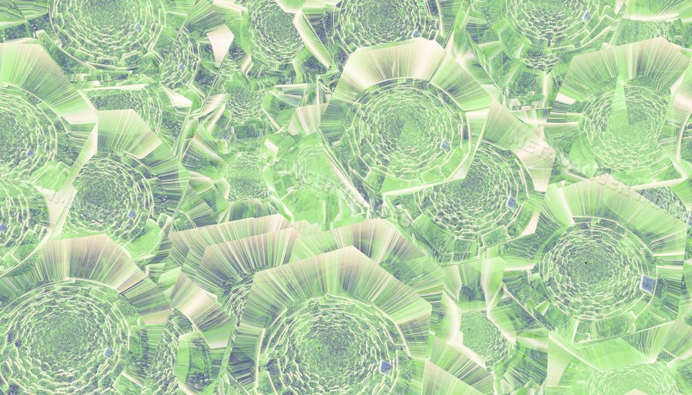 Abstract radial green pattern with layered circular shapes and soft