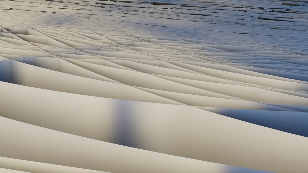 abstract geometric pattern of folded smooth shapes creating a minimalist modern design with light and shadow.