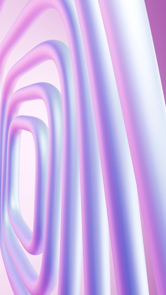 Abstract modern composition of smooth curved tubular shapes in pastel purple and blue hues forming a minimalist geometric pattern.