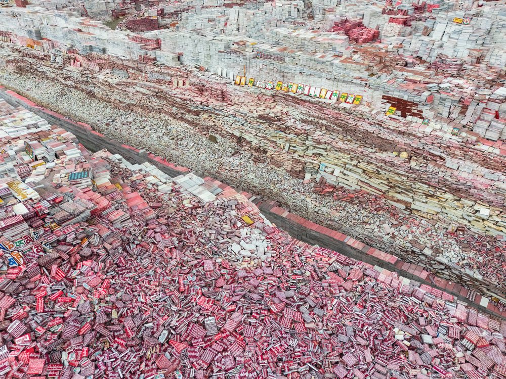 Aerial view of Jiana Mani City, Xinzhaia, Qinghai Province, People's Republic of China.