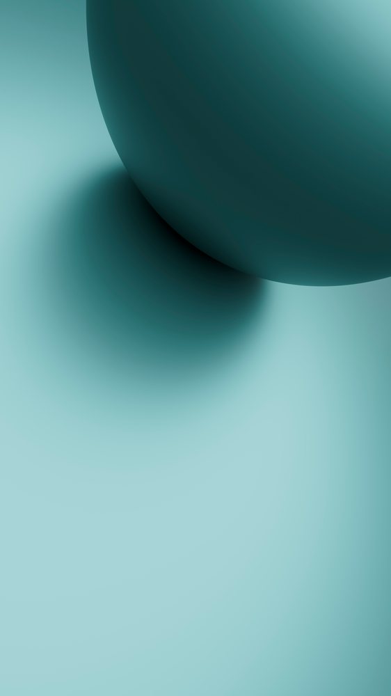 Blue 3D digital sphere with a smooth texture casts a soft shadow on a minimalist gradient background.