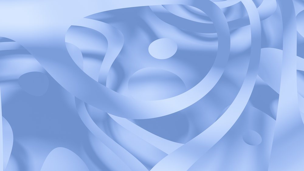 Abstract render featuring smooth blue curved shapes and geometric forms in a modern digital art style.
