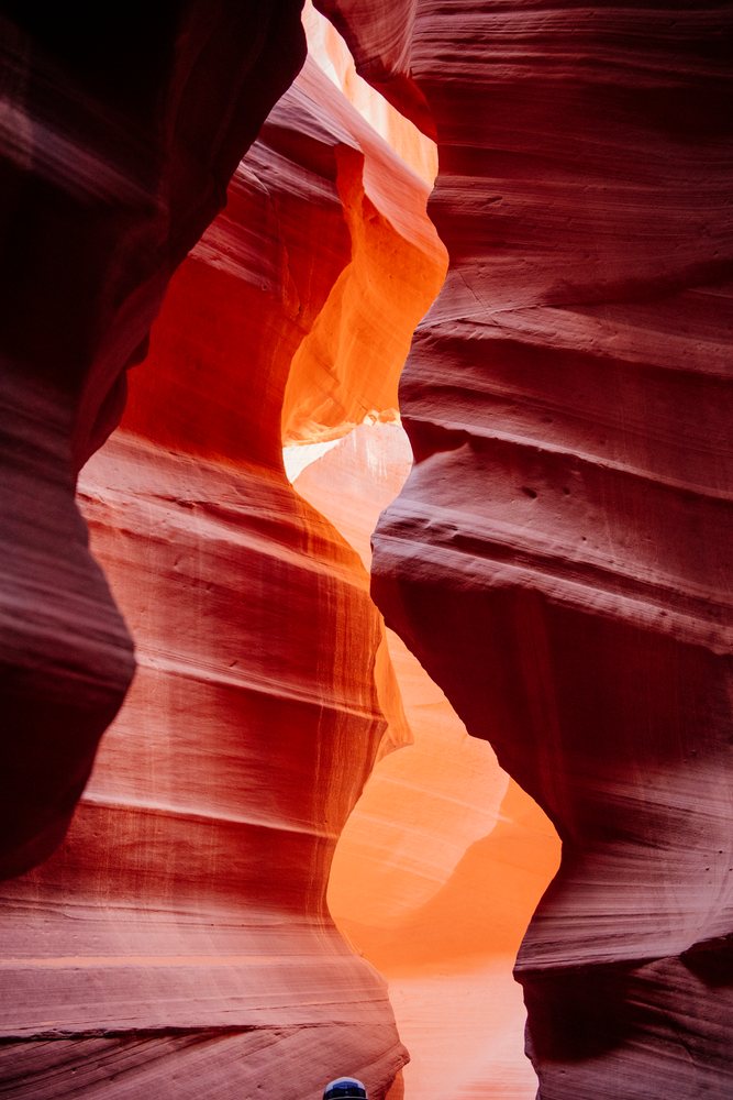 Antelope Canyon is a narrow red sandstone slot canyon, Navajo Land, Arizona, USA.